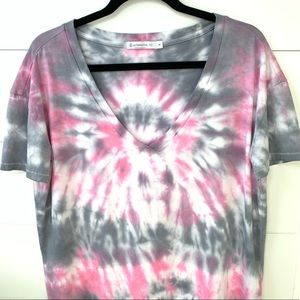 Tie dye pink and grey pastel shirt boxy top
